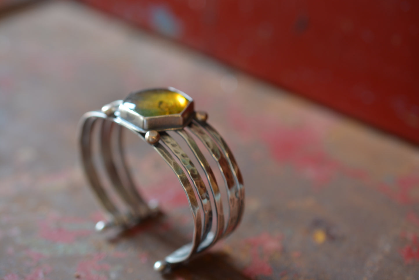 Mexican Amber Stacked Cuff Bracelet