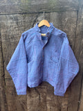 Bomber Patched Jacket - Light blue Denim cotton with Pink threads