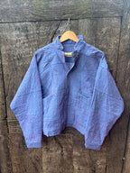 Bomber Patched Jacket - Light blue Denim cotton with Pink threads