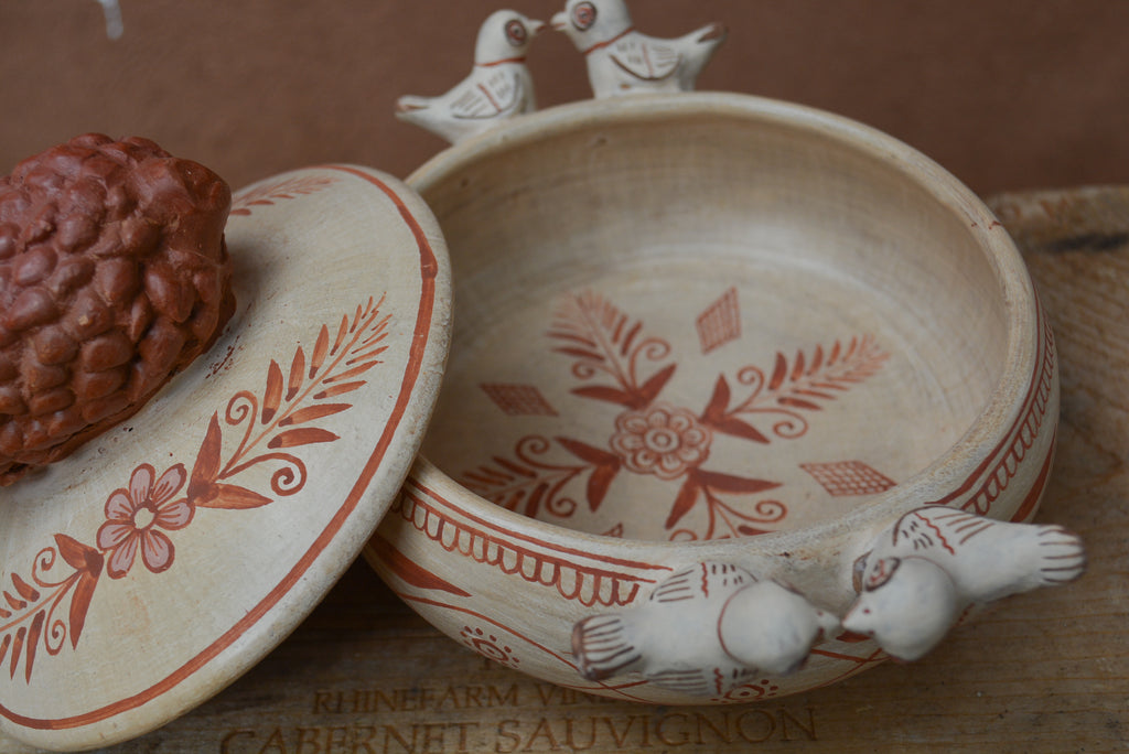 Bird Clay Bowl ~ with lid