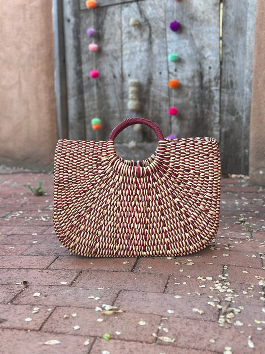 Handbag - Burgundy and Natural