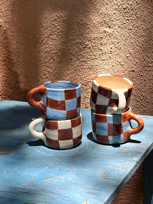 Brown checkered espresso
