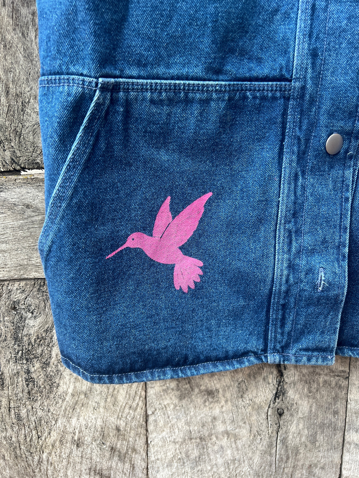 Cotton Denim Utility Jacket  Screenprinted by Amapolay - size 42