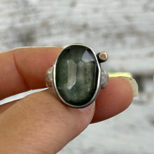 Load image into Gallery viewer, Moss Aquamarine - Sterling Silver Ring - size 8.5
