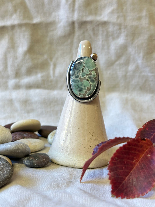 Fox Variscite and Sterling Silver Ring ~ Fits size 7.75