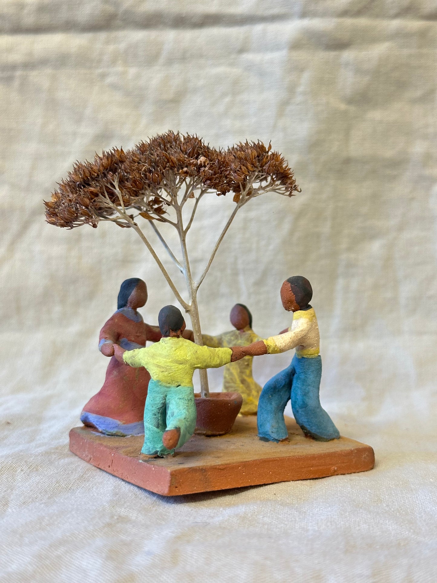 Circle Time with a Tree - clay sculpture