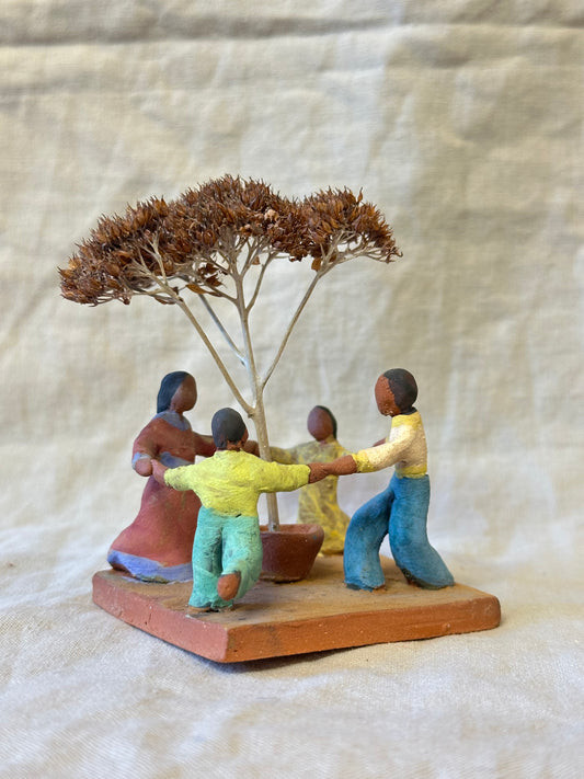 Circle Time with a Tree - clay sculpture