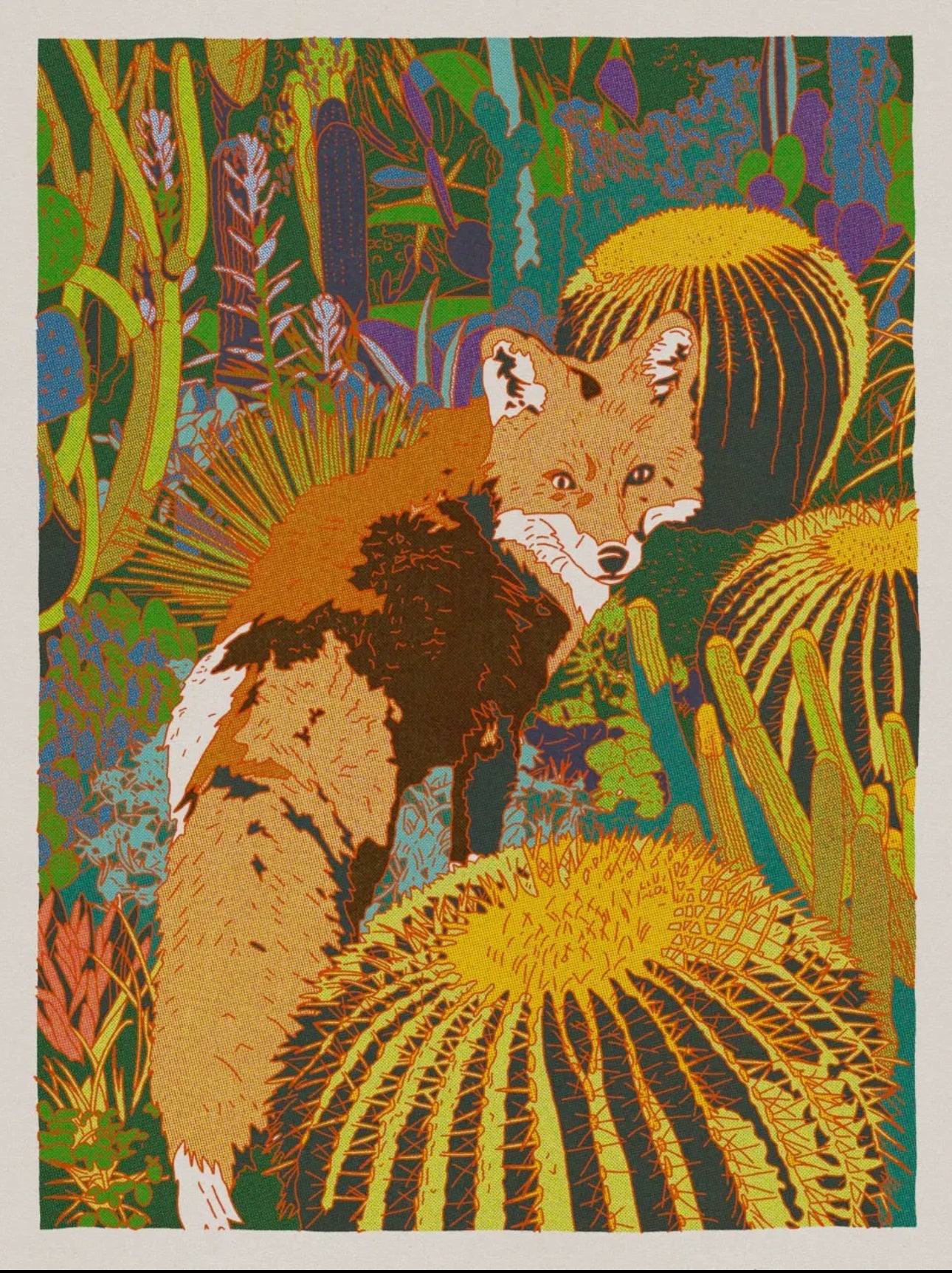 Fox and Cacti ~ 18” x 24”