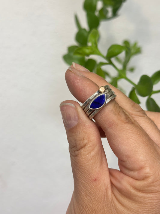 4-piece Lapis Lazuli and Sterling Silver • stackable ring set • set fits size 6
