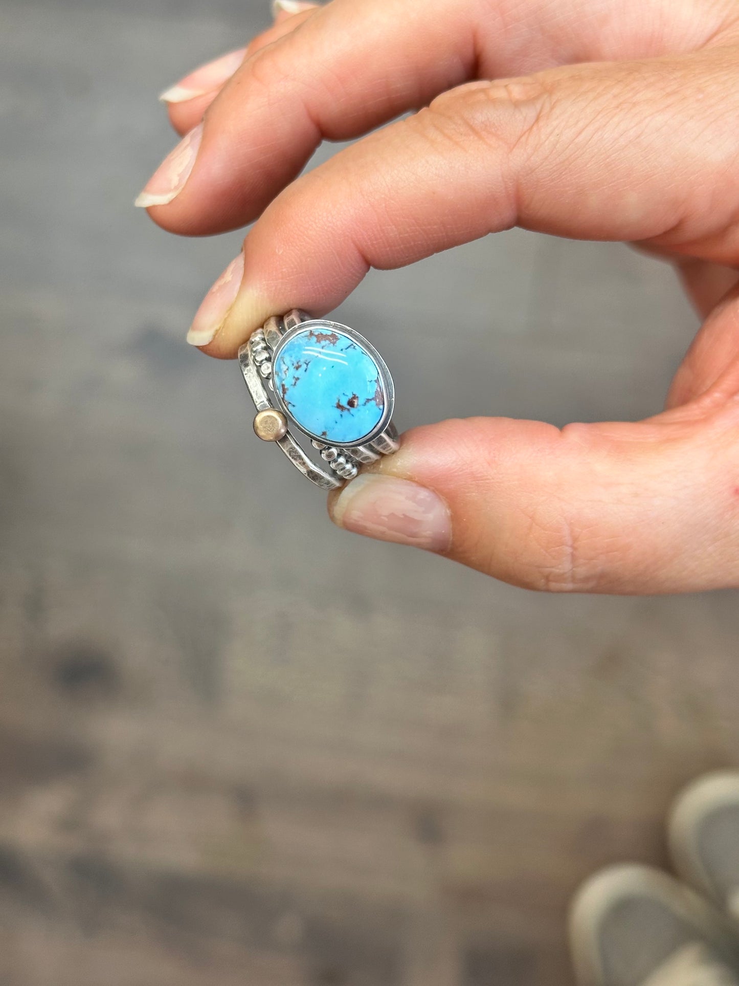 4-piece Golden Hills Turquoise and Sterling Silver • stackable ring set • set fits size 6.5