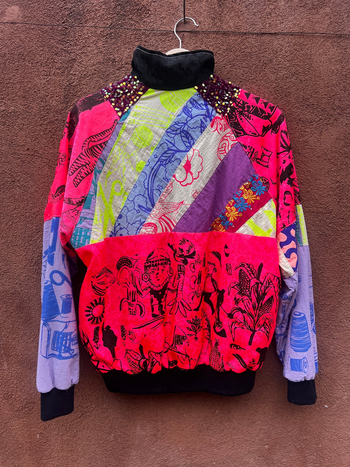 Upcycled windbreaker ~ screen printed ~ small