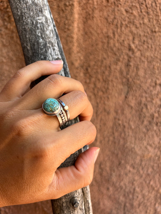 Catalina Turquoise and Sterling Silver ~ stackable ring set ~ set fits size 5