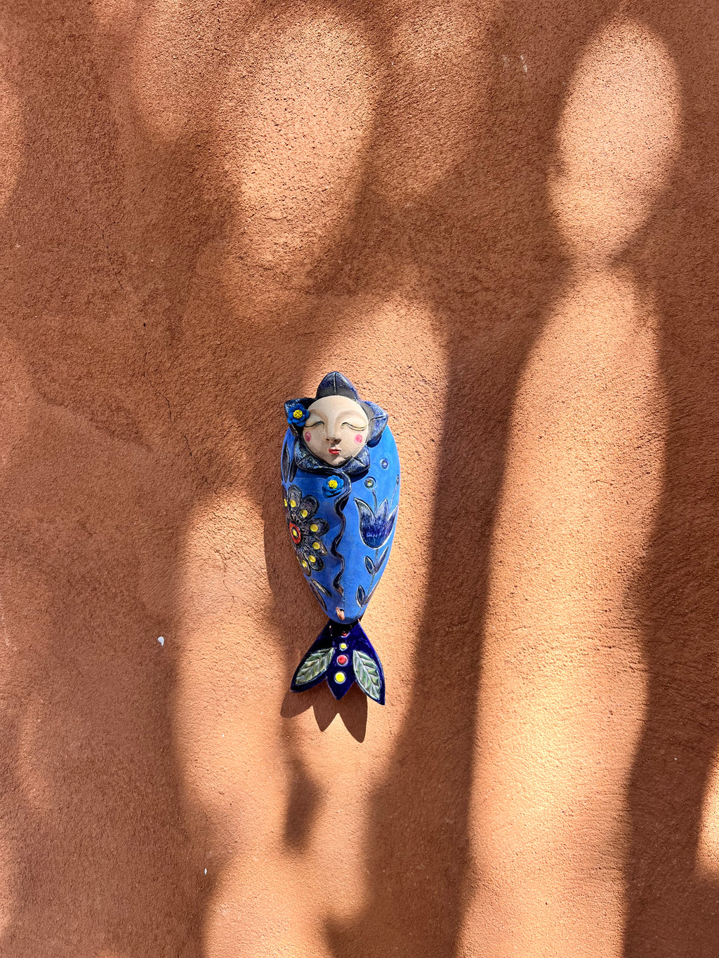 Blue Wawa with fish tail ~ Small ~ art wall sculpture