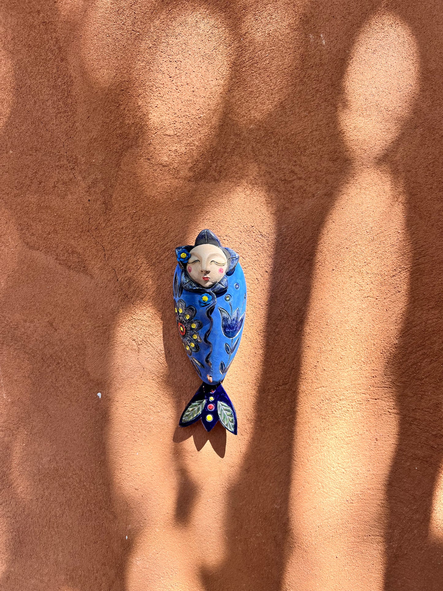 Blue Wawa with fish tail ~ Small ~ art wall sculpture