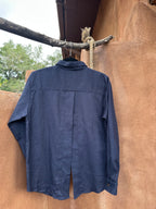 Kimono-Inspired Collared Shirt Open Back - Dark Blue Chino Drill