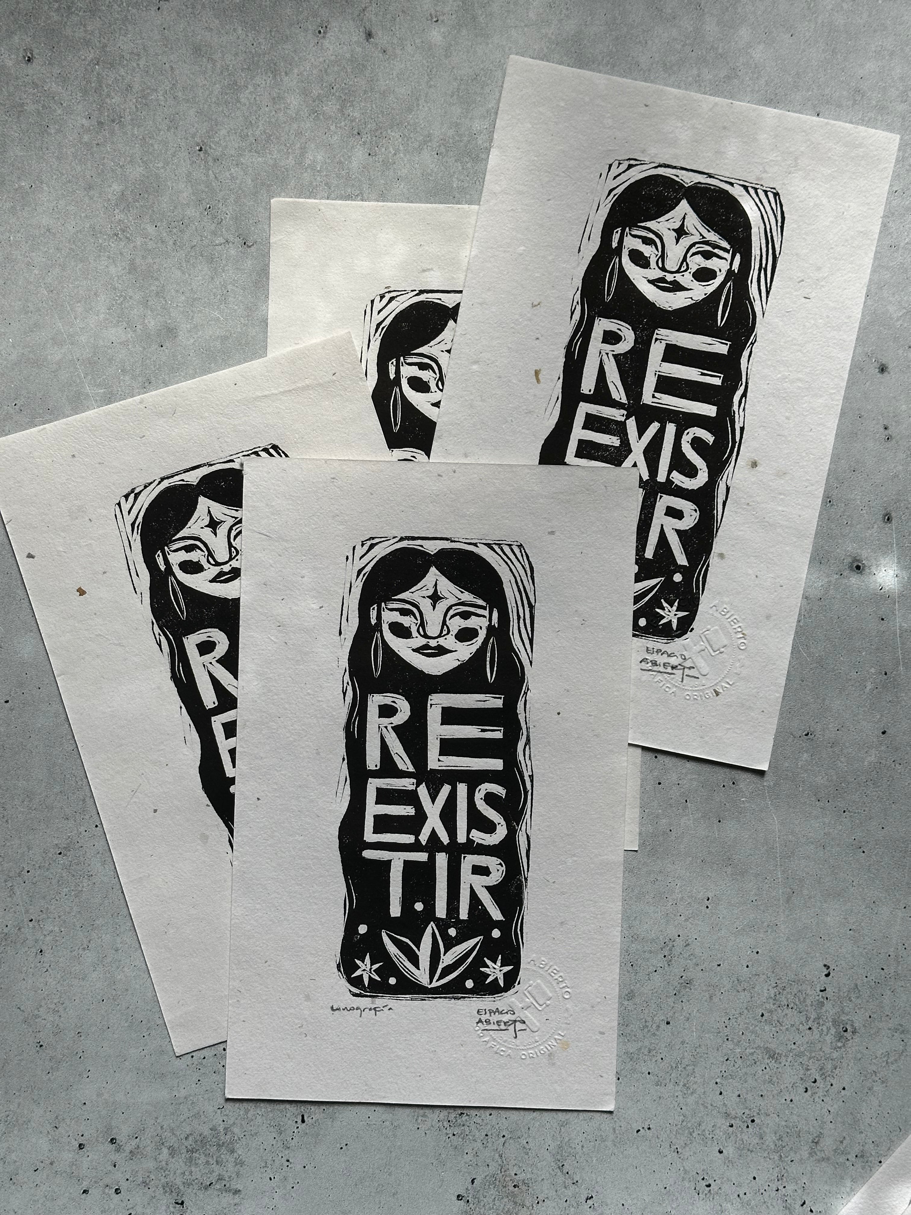 Reexistir - Linocut 9”x5”