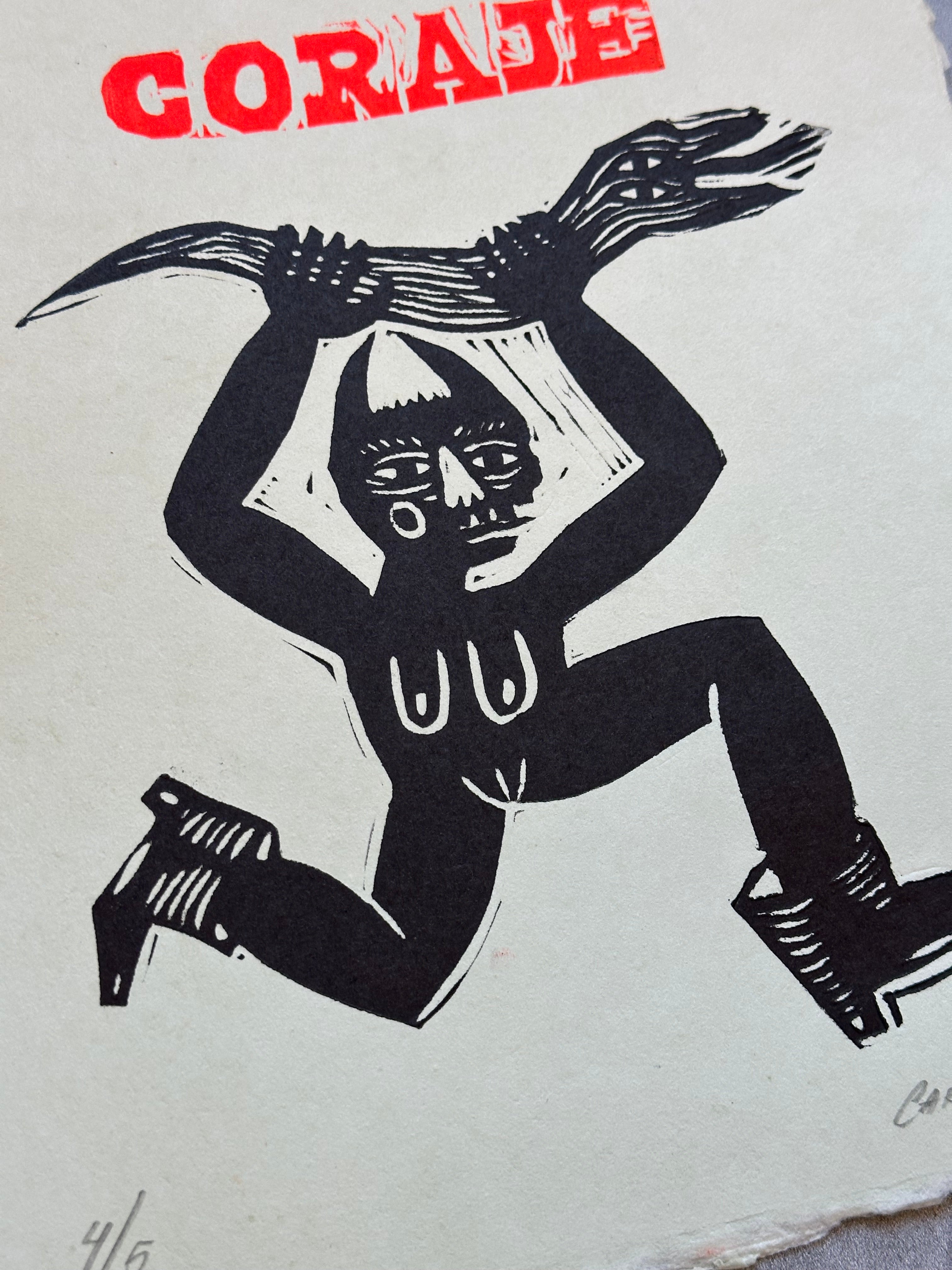 Diabla Coraje - Lino Print 8.5” x 11”