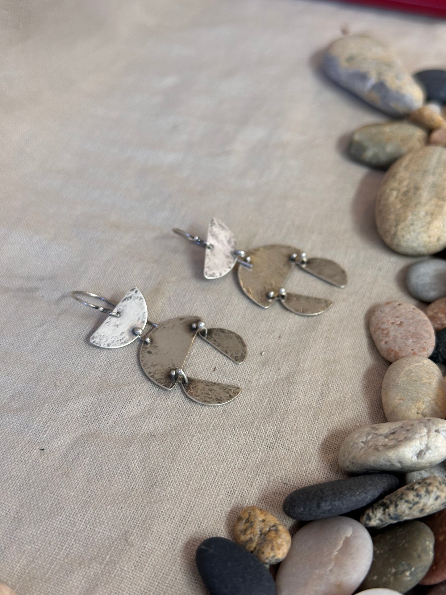 Connected geometric dangle earrings - Sterling Silver