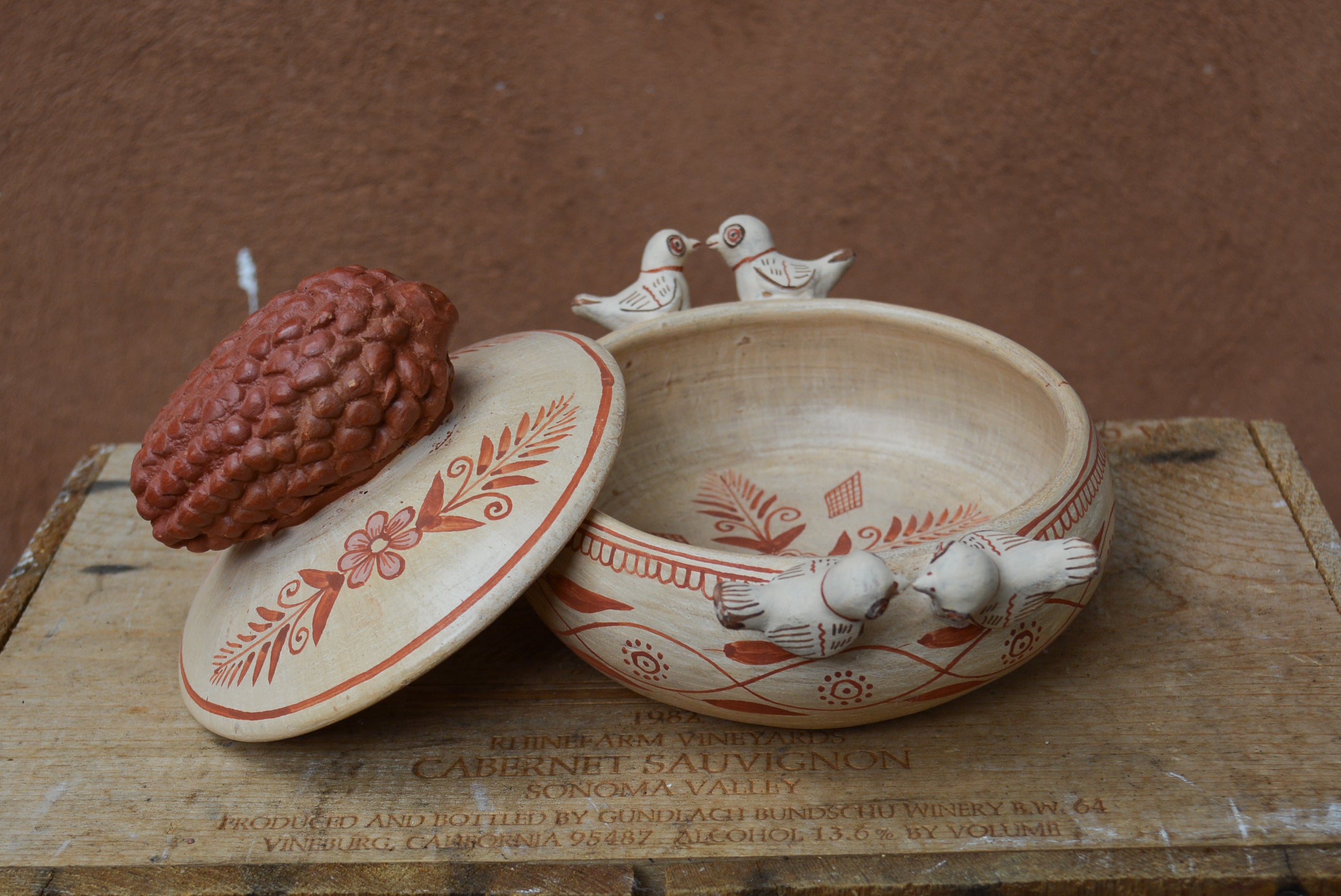 Bird Clay Bowl ~ with lid