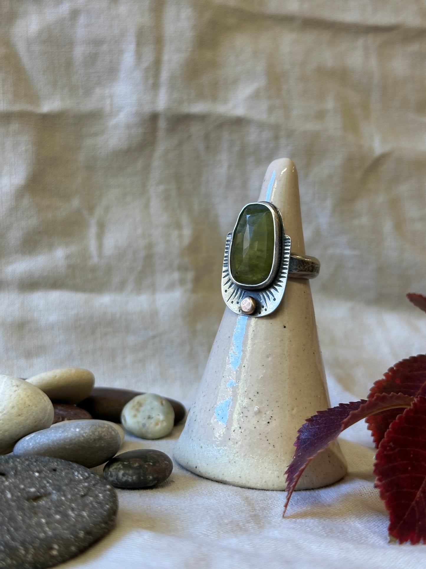 Yellow Aquamarine and Sterling Silver Ring ~ Size 7