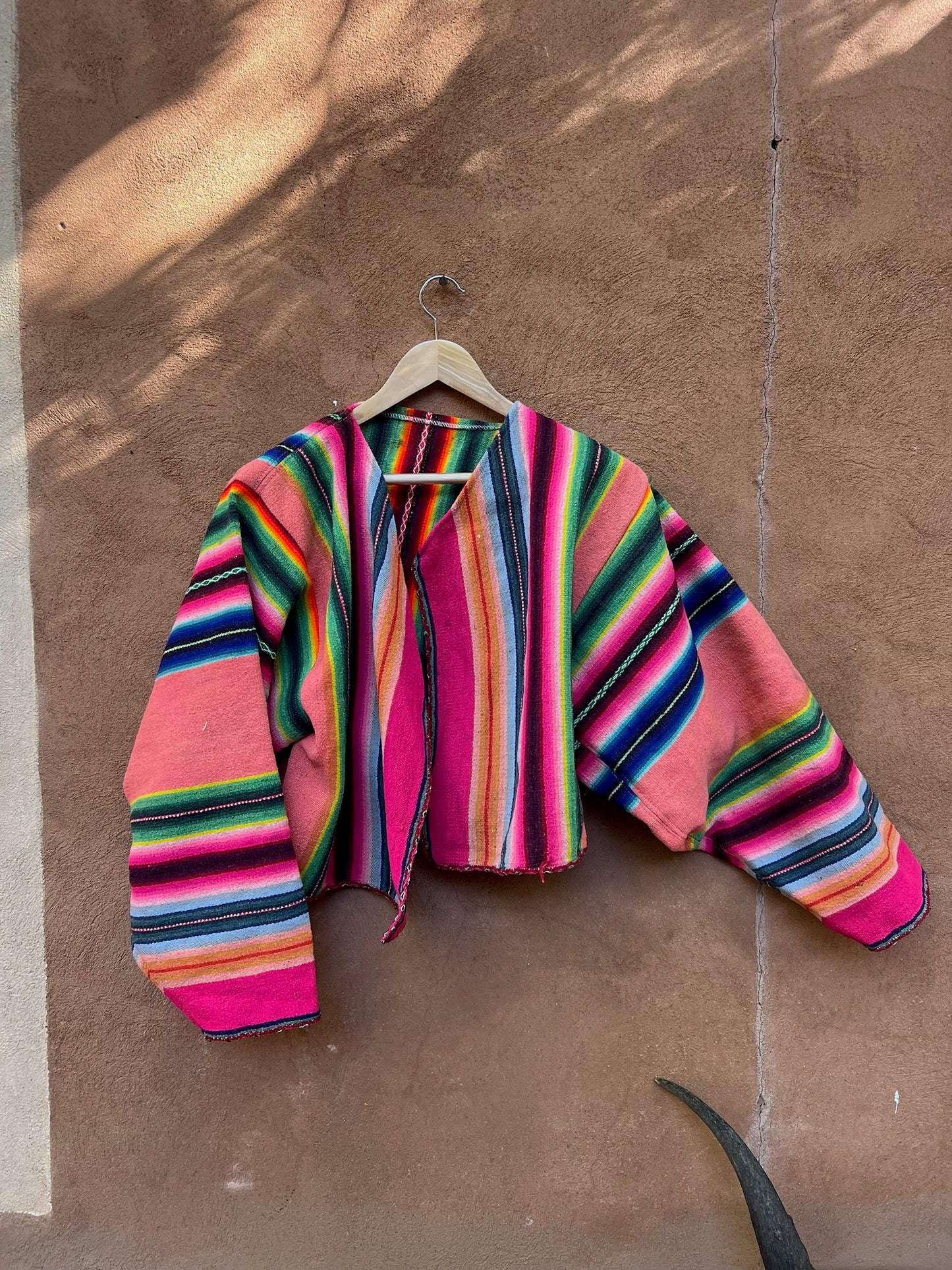 Upcycled Cropped Jacket  - wide Sleeves - Alpaca Wool