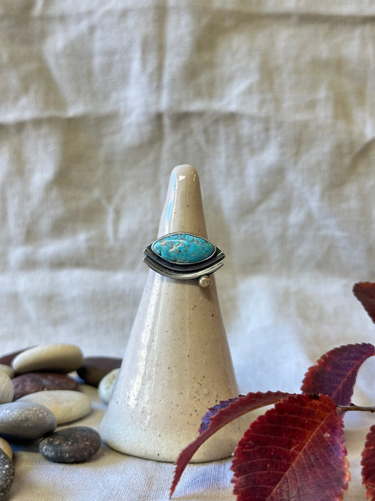 Carico Lake Turquoise and Sterling Silver Ring ~ Size 6.25