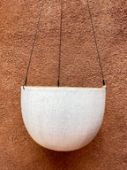Hanging Speckled Planters ~ stoneware & Leather
