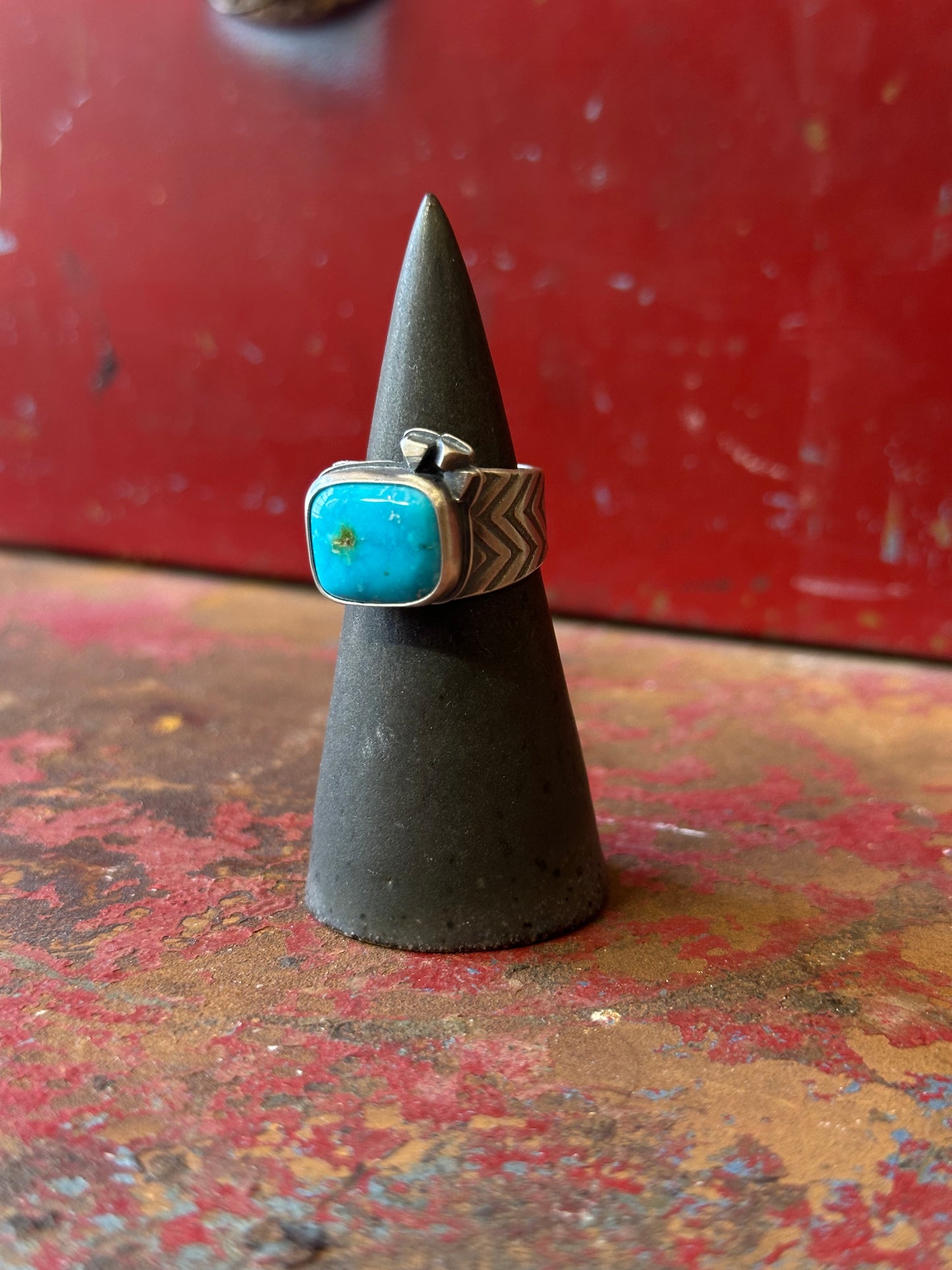 Sonoran Mountain and Sterling Silver Ring - Tapered Ring - fits size 8