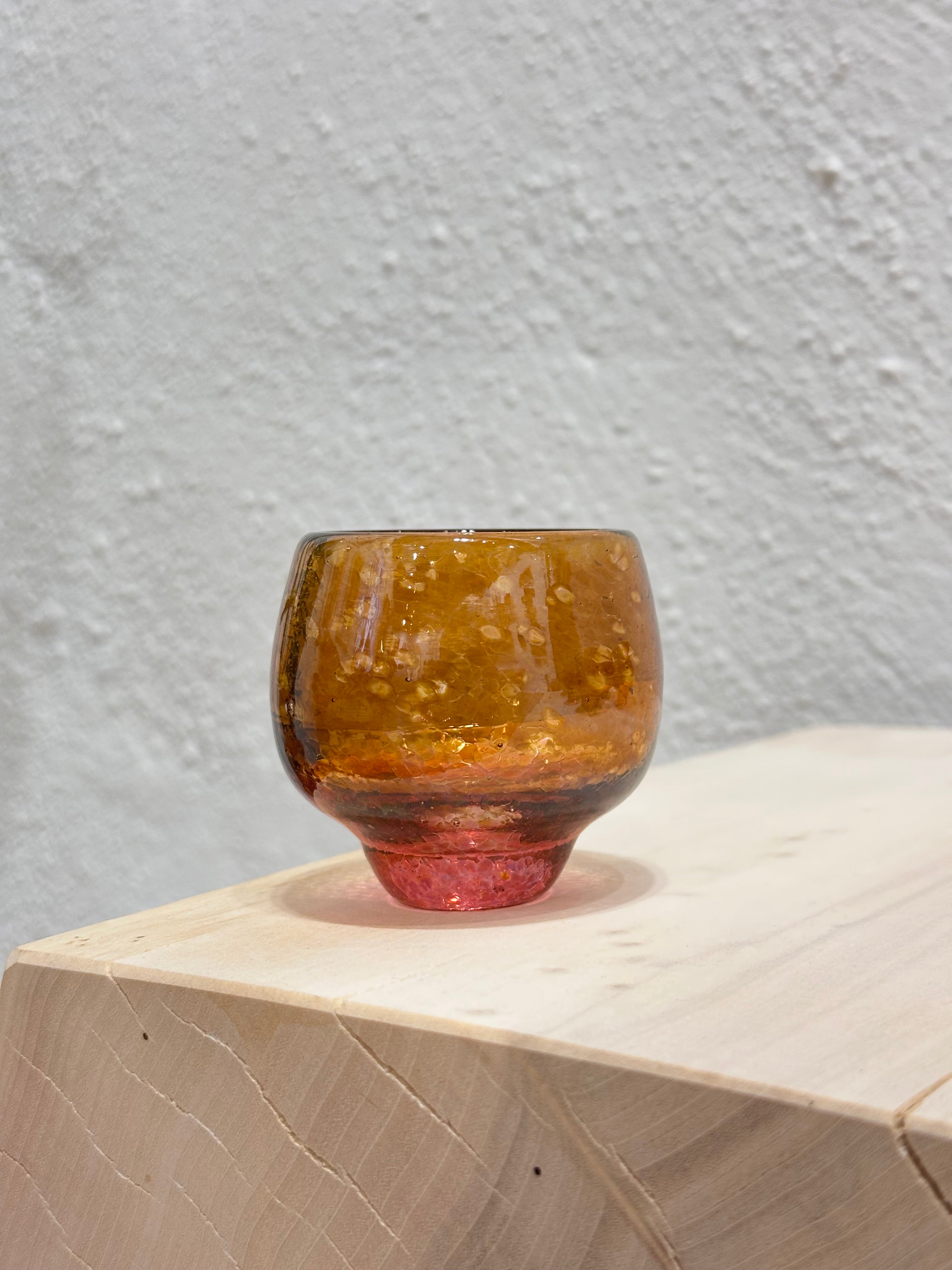 Nip cup ~ Amber & Peach ~ Blown glass