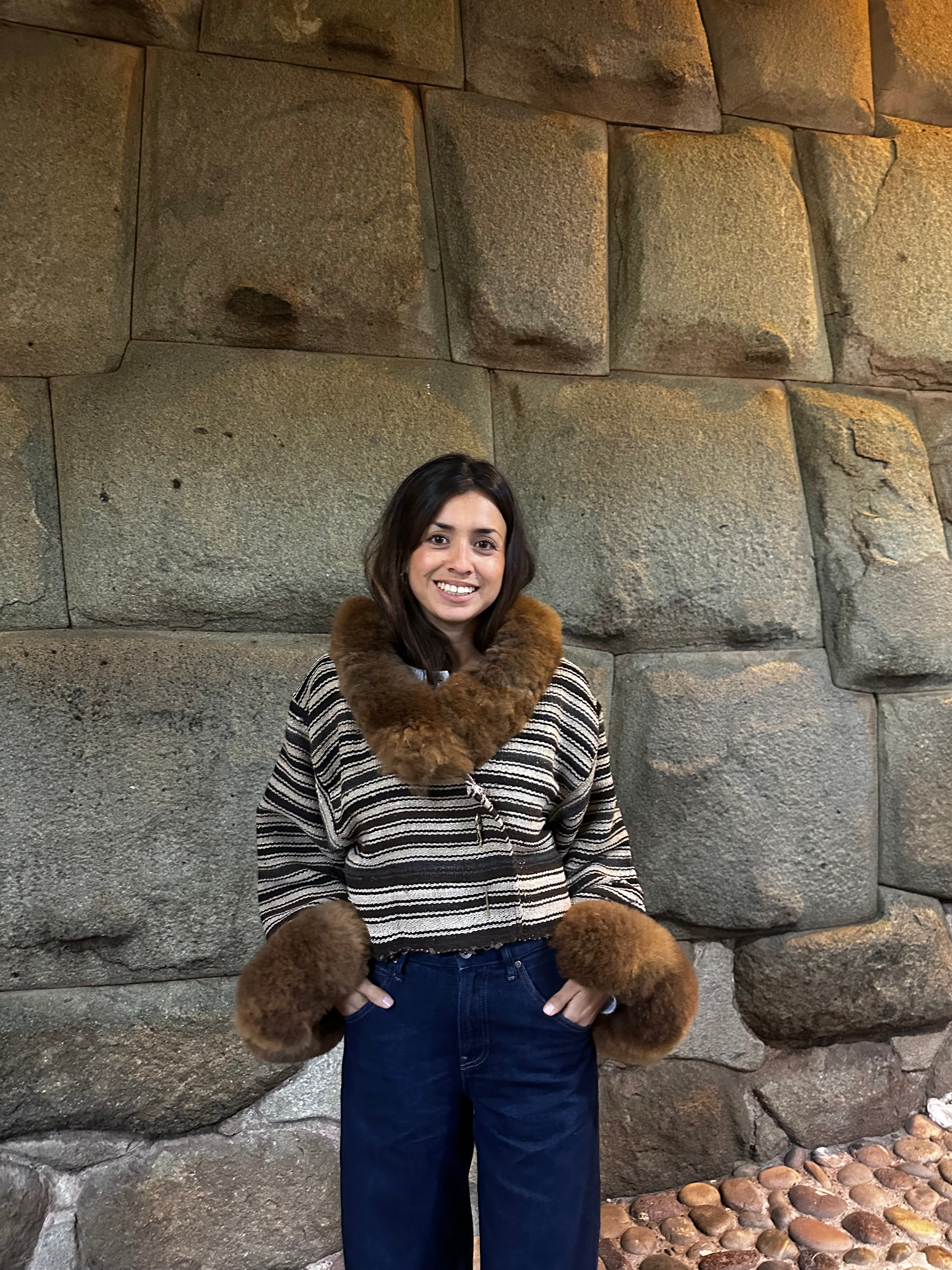 Alpaca fur jacket - Upcycled Bomber Jacket - Alpaca wool