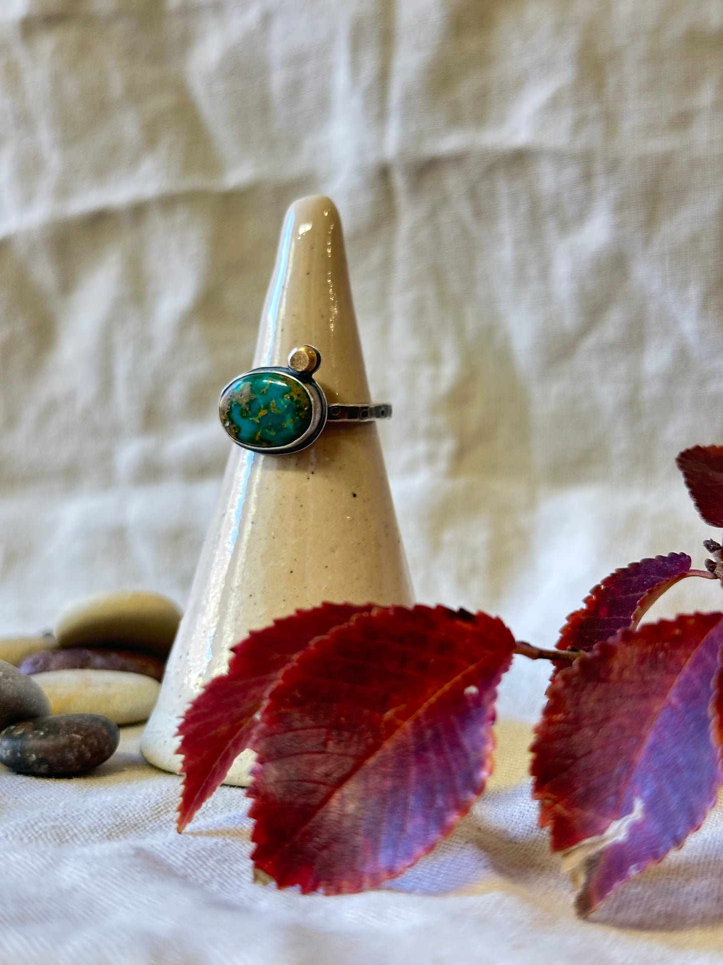 Green Valley Turquoise and Sterling Silver Ring ~ Size 8.25