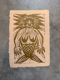 Sirena - linocut print 5" x 7"