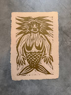 Sirena - linocut print 5" x 7"