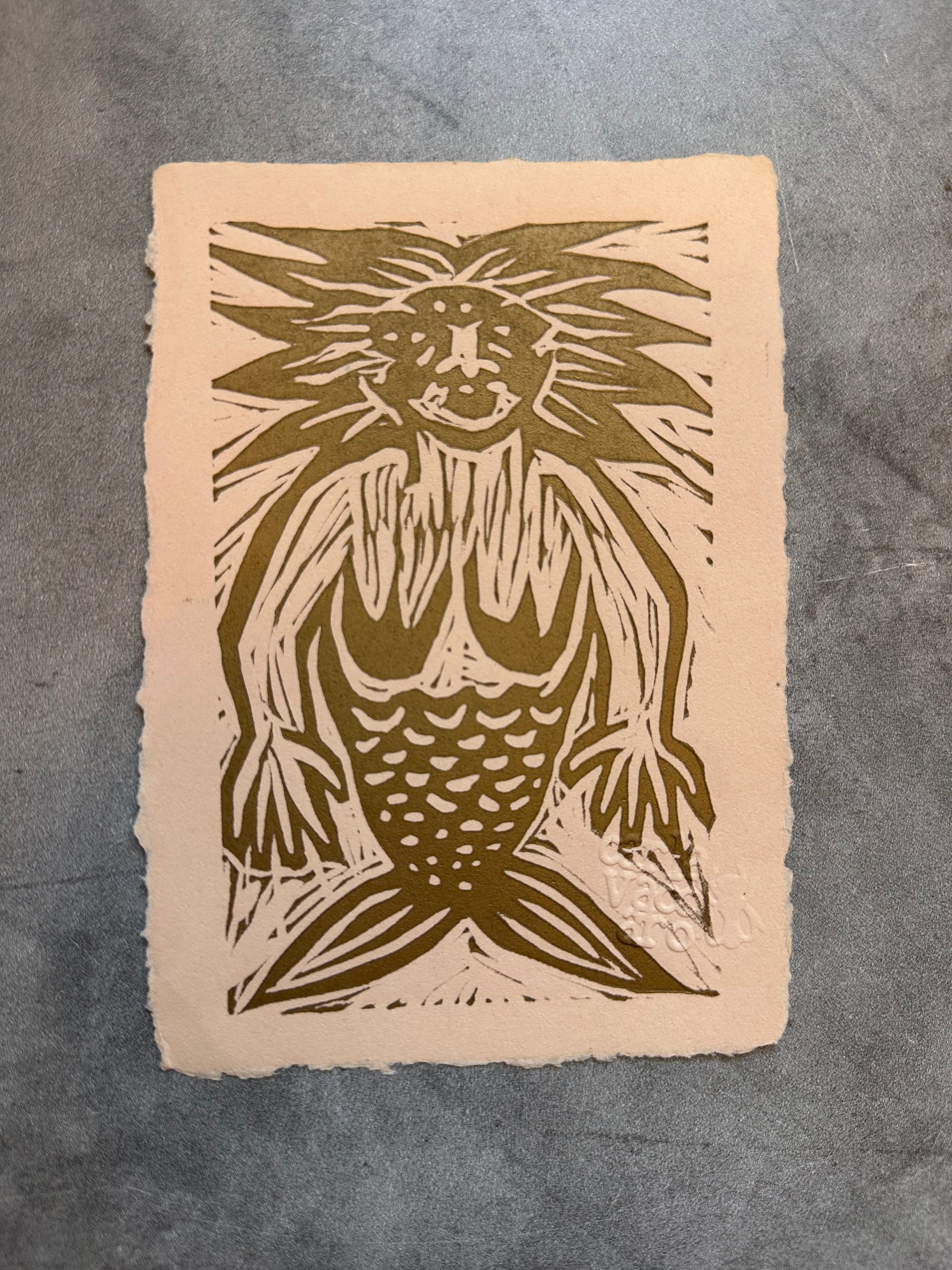 Sirena - linocut print 5" x 7"