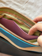 Crossbody Bag • Double Zip • Turquoise, Cream & Dark blue