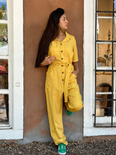 Load image into Gallery viewer, Mustard Linen - short sleeves- Jumpsuit
