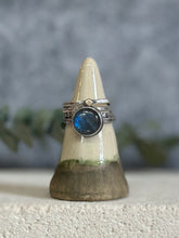 Load image into Gallery viewer, Labradorite Stacking ring Set ~ Set fits 7.75 ~ Sterling Silver
