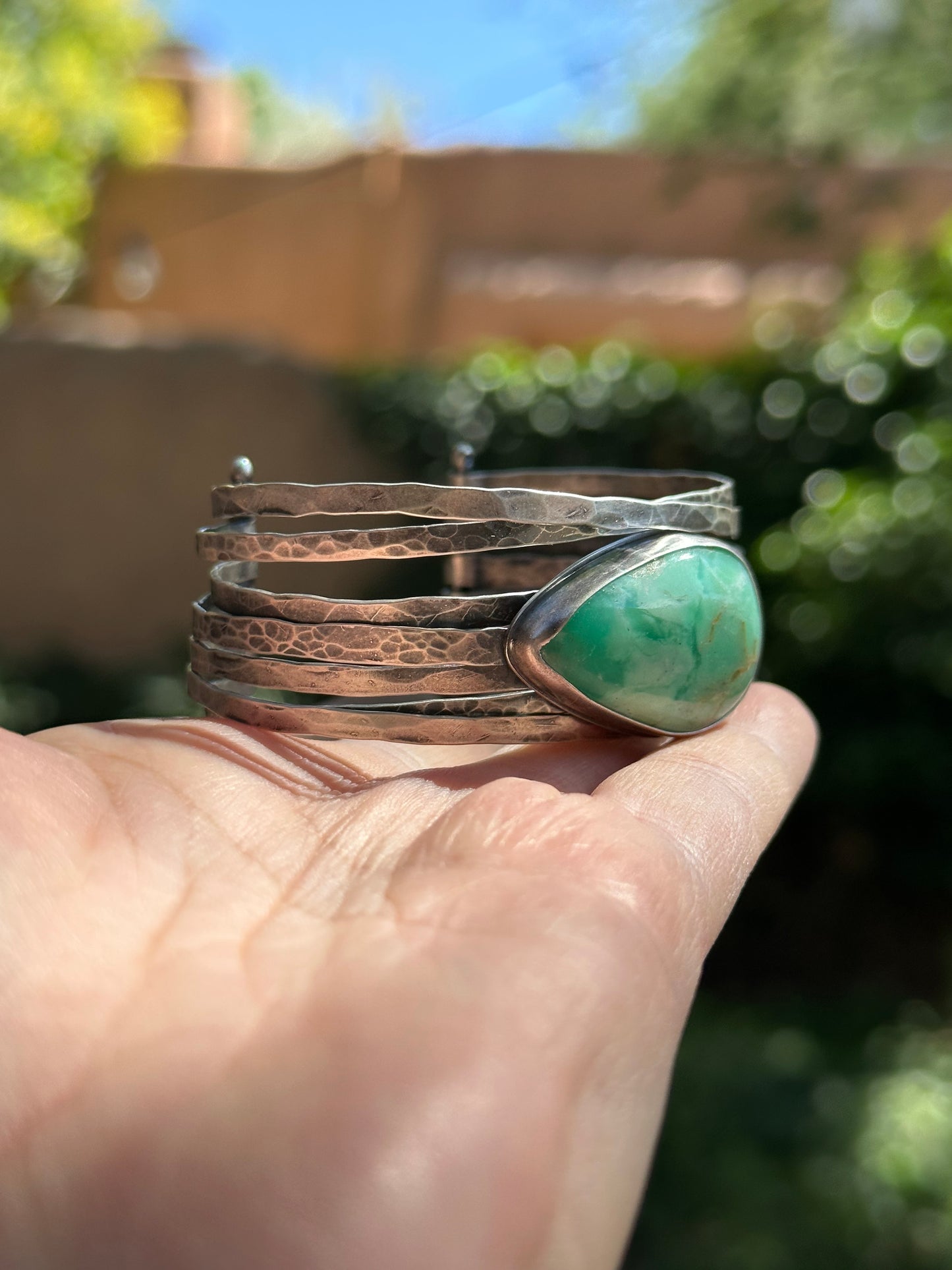 Australian Variscite Stacked Cuff Bracelet ~ Sterling Silver Bracelet