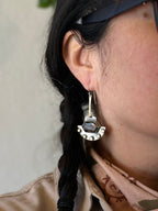 Montana Agate statement earrings - sterling silver and bronze