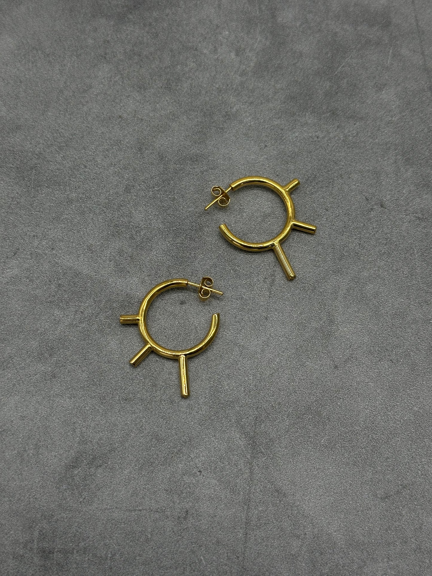 Hoops 3 Peaks ~ 18k Gold Vermeil