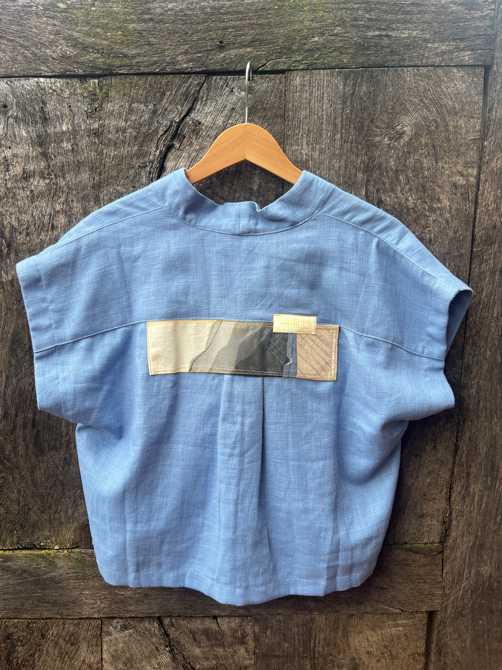 Boxy Cropped Shirt - Steel Blue - Chino Drill Fabric