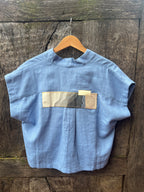 Boxy Cropped Shirt - Steel Blue - Chino Drill Fabric