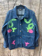 Cotton Denim Utility Jacket  Screenprinted by Amapolay - size 42