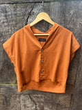 Boxy Cropped Shirt - Terracotta Cotton