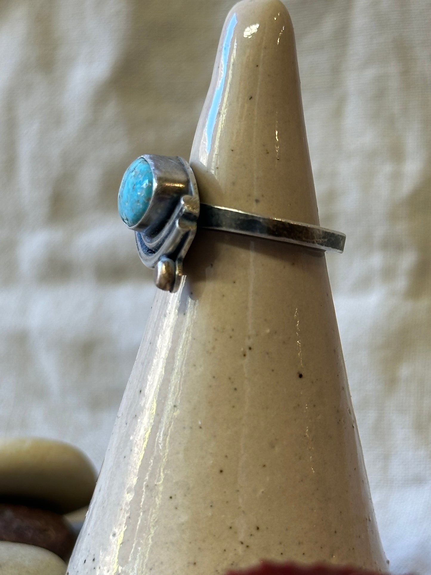 Carico Lake Turquoise and Sterling Silver Ring ~ Size 6.25