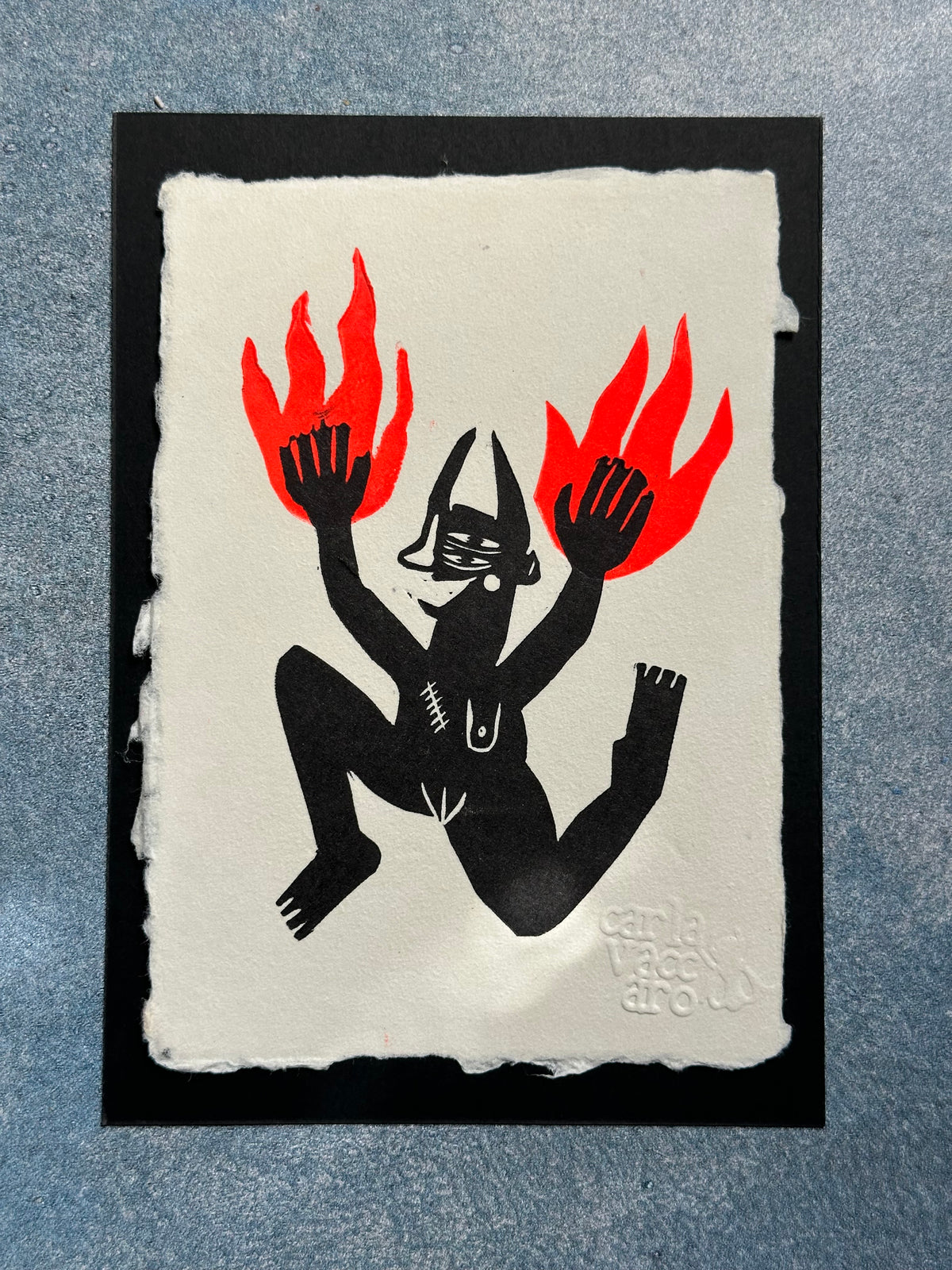 Fuega - Lino Print 6” x 4”