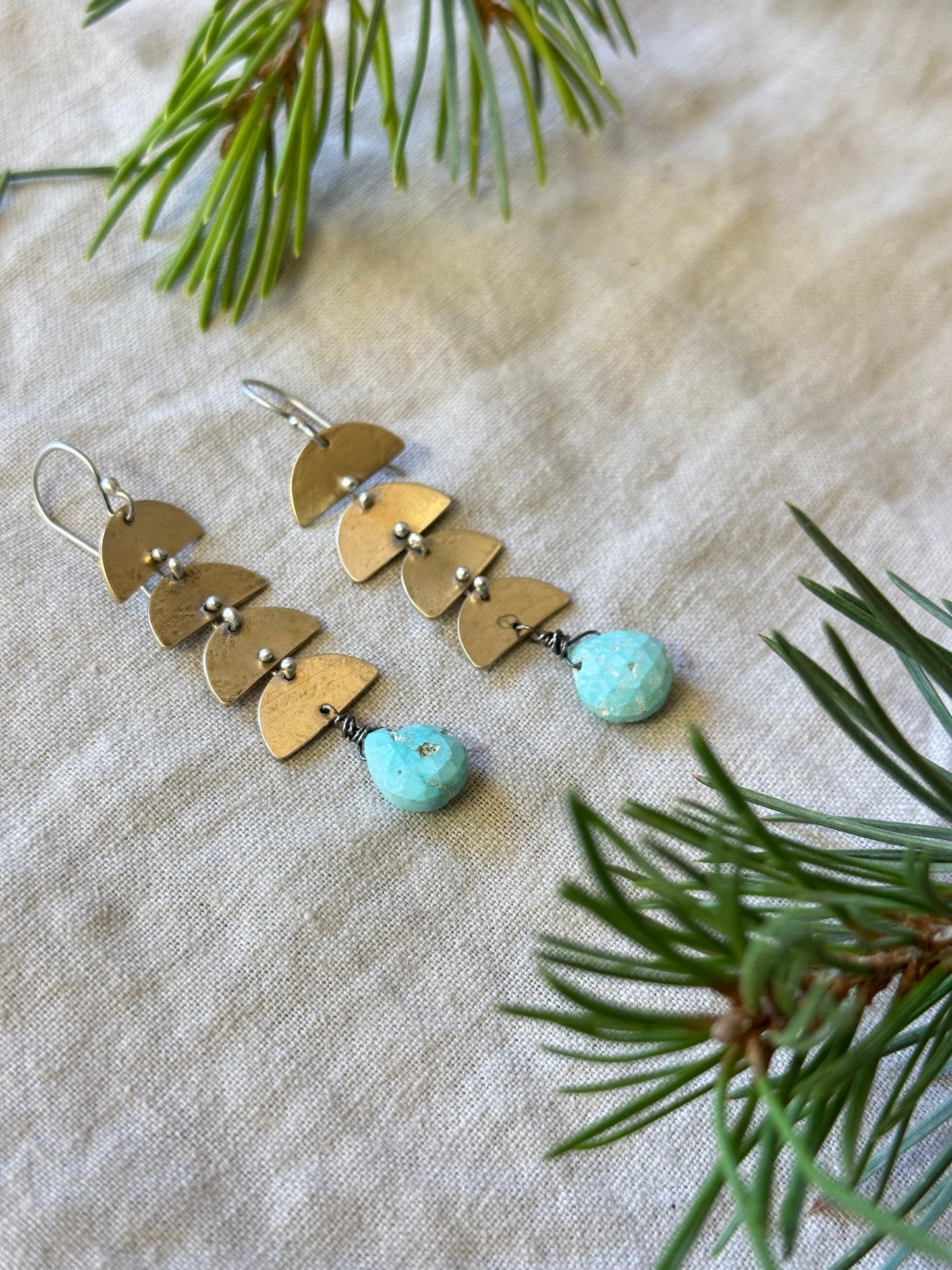 Candelaria Turquoise Connected Lunar earrings - Sterling Silver