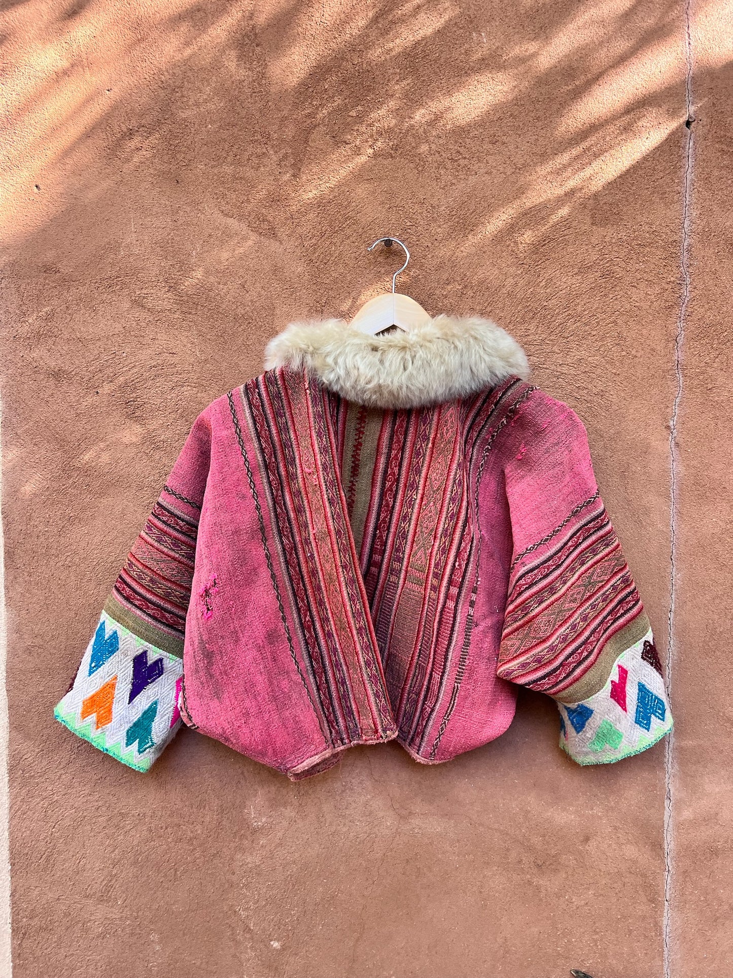 Upcycled Cropped Jacket - Bat Sleeves - Alpaca Wool