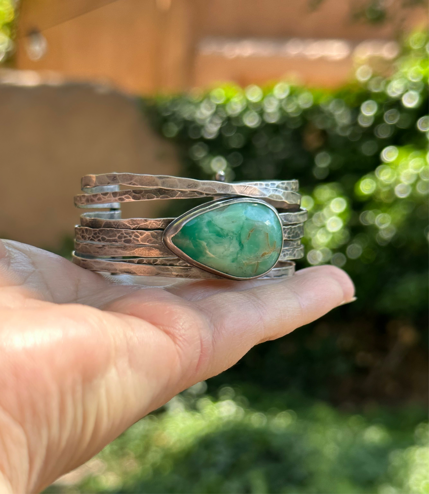 Australian Variscite Stacked Cuff Bracelet ~ Sterling Silver Bracelet