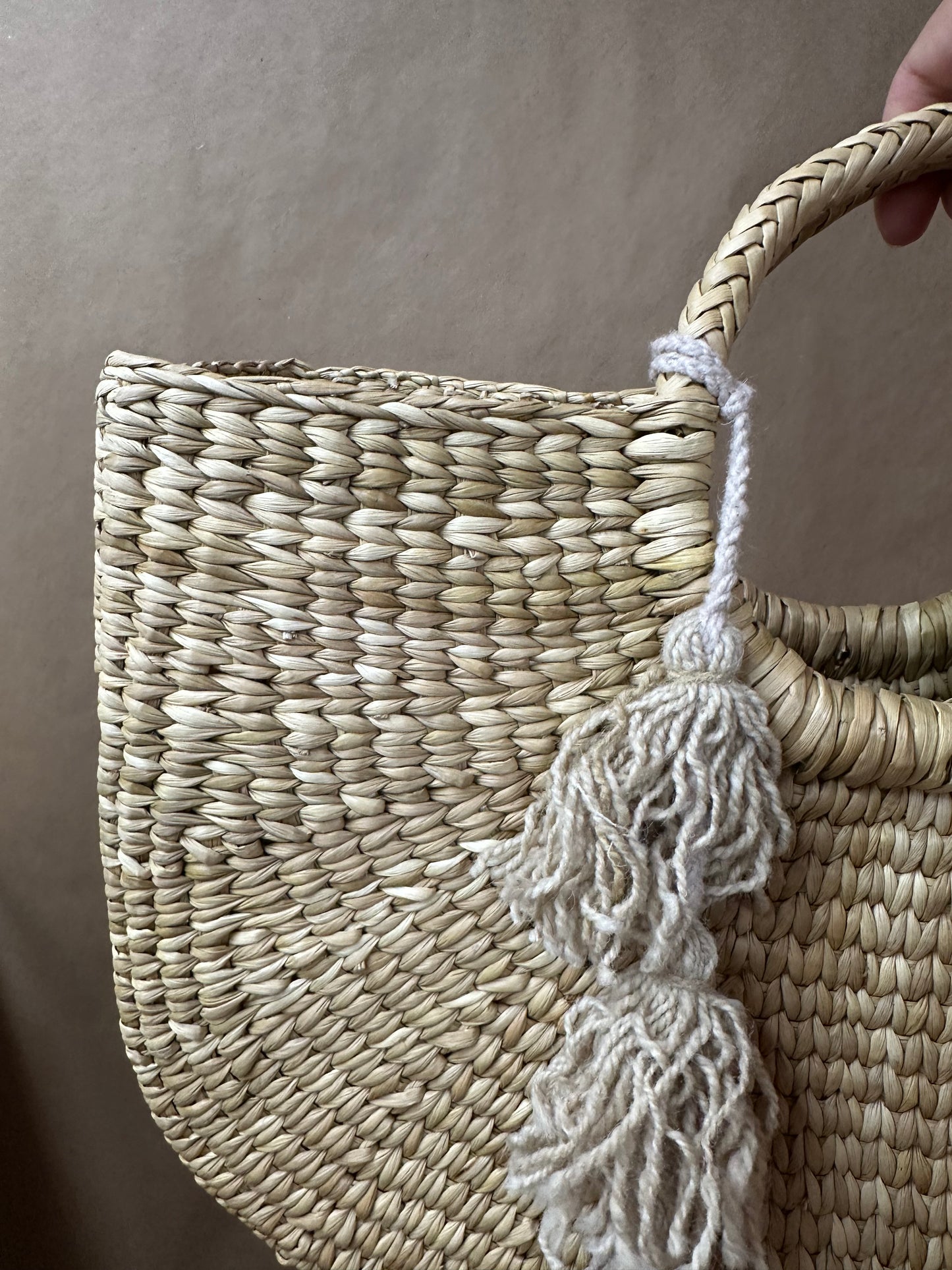 Natural Tote with Tassel ~ Junco Reed